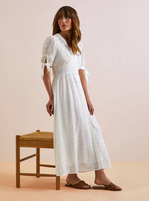 Everbelle White Sheer Woven Check Maxi Dress 12