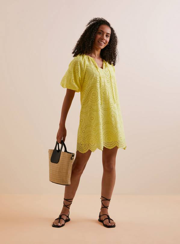 Everbelle Yellow Broderie Mini Dress - 6