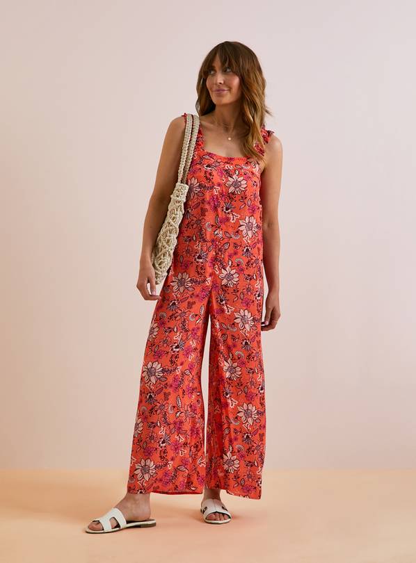 Buy Everbelle Orange Retro Floral Frill Jumpsuit 8, Jumpsuits and  playsuits