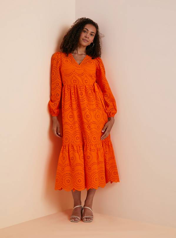 Everbelle Orange Broderie Wrap Maxi Dress - 6