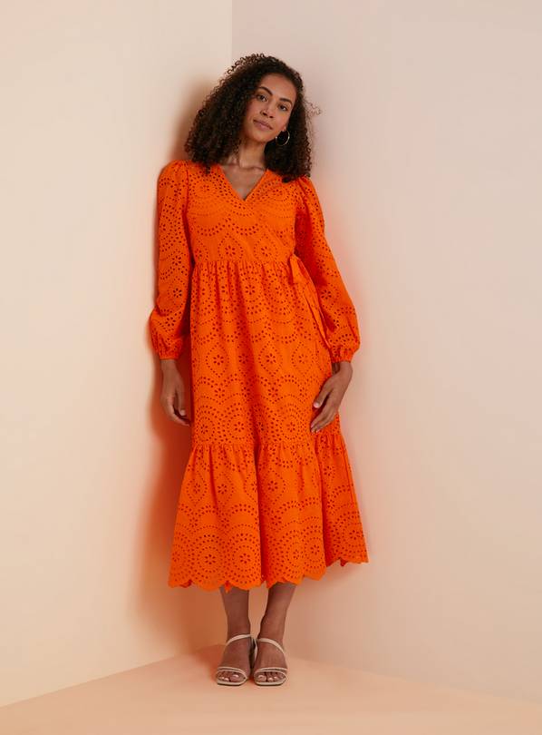 Everbelle Orange Broderie Wrap Maxi Dress - 10
