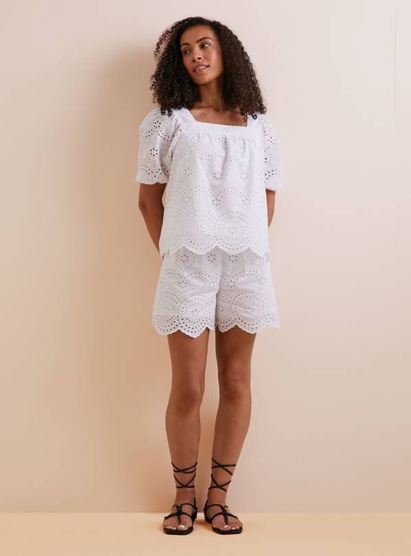 Everbelle White Broderie Coord Shorts - 6