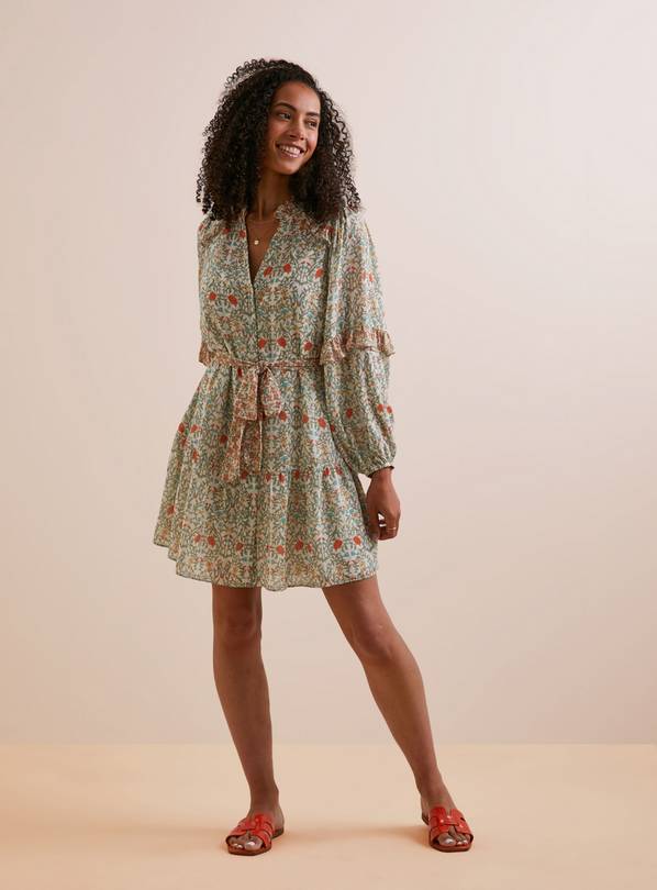 Buy Everbelle Green Floral Tuck Sleeve Midaxi Dress 10