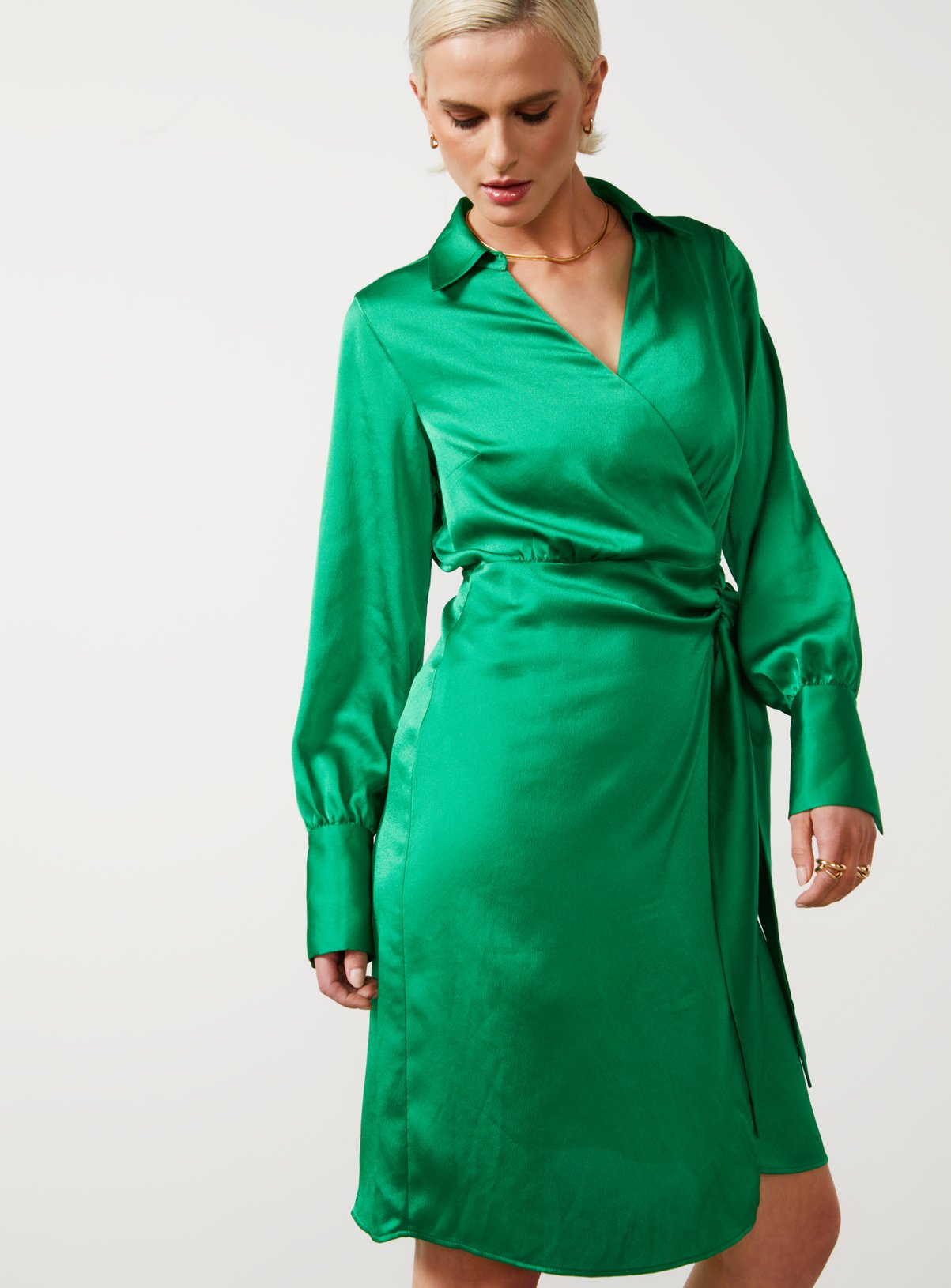 For All The Love Satin Tie Shirt Dress 16 - Image 1 thumbnail