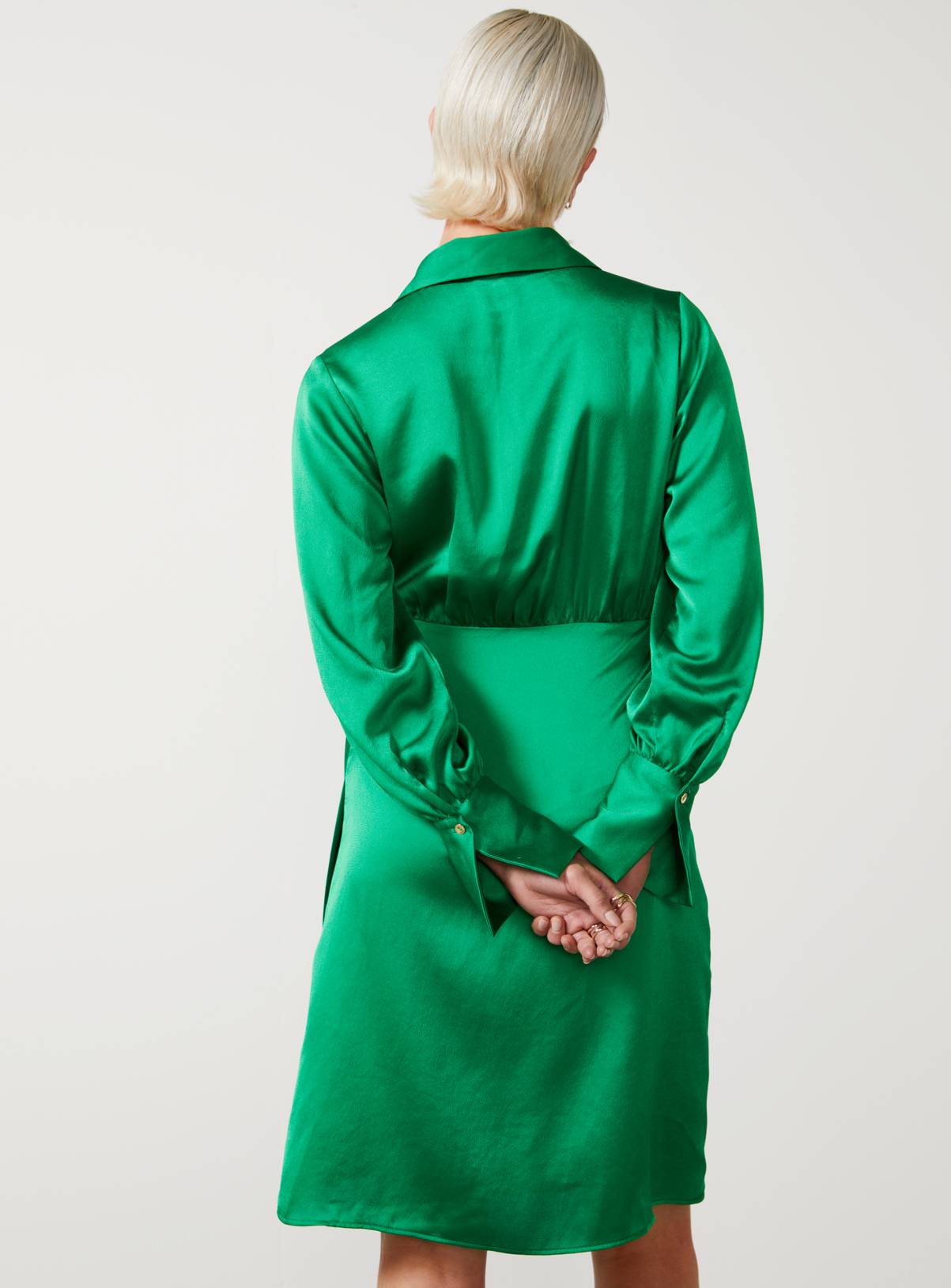 For All The Love Satin Tie Shirt Dress 16 - Image 3