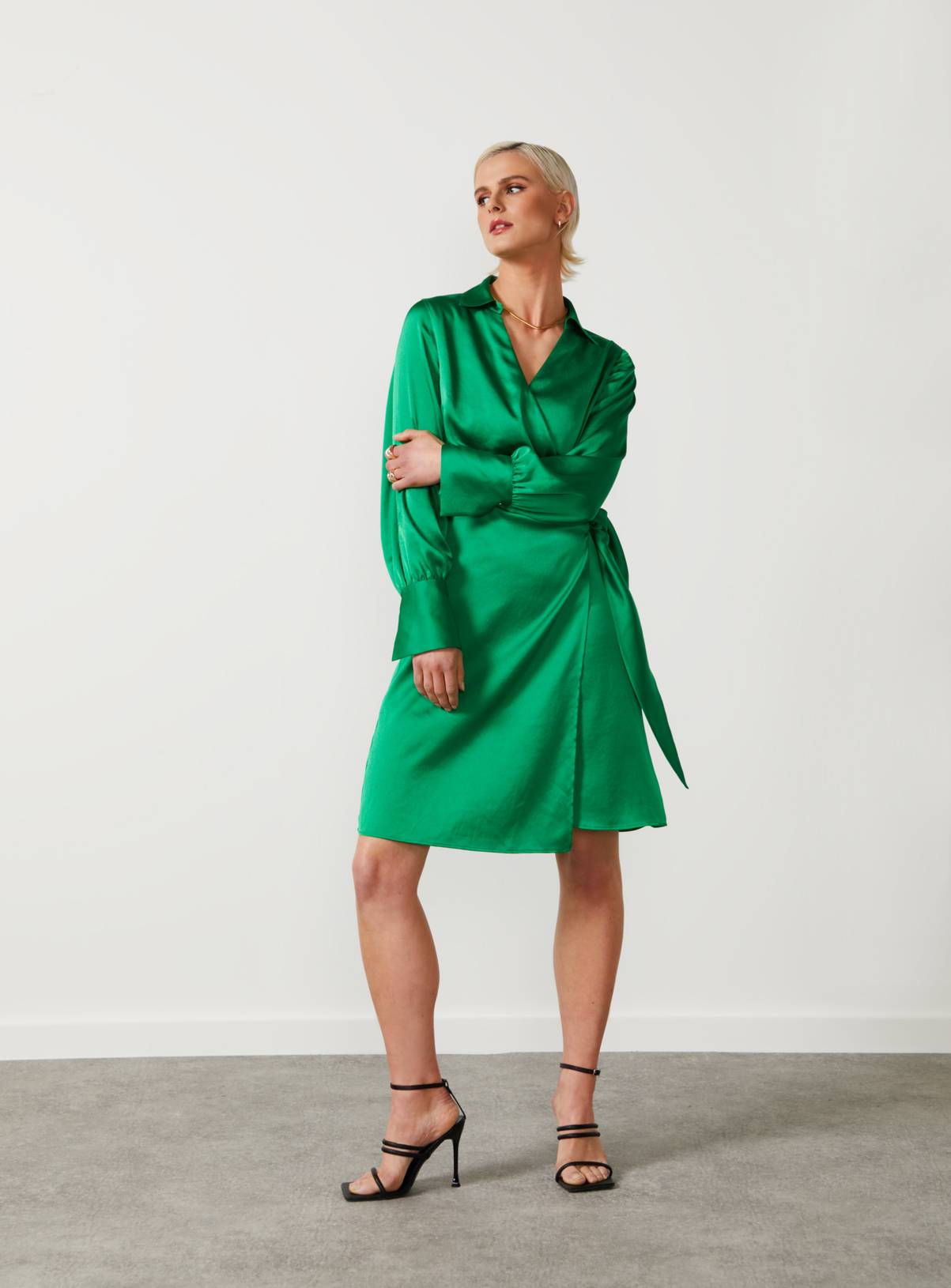 For All The Love Satin Tie Shirt Dress 16 - Image 5