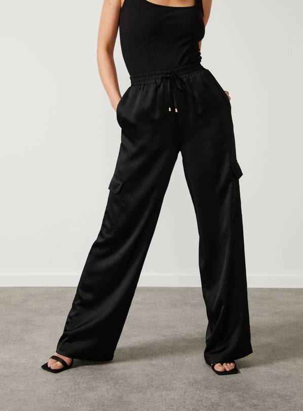 For All The Love Wide Leg Satin Cargo Trousers 12