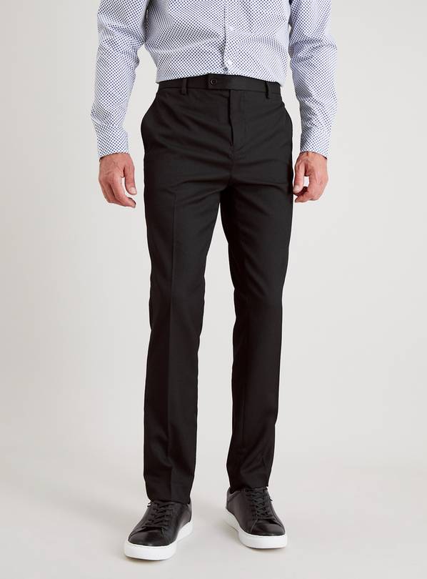 Black Slim Fit Gaberdine Trousers W40 L31