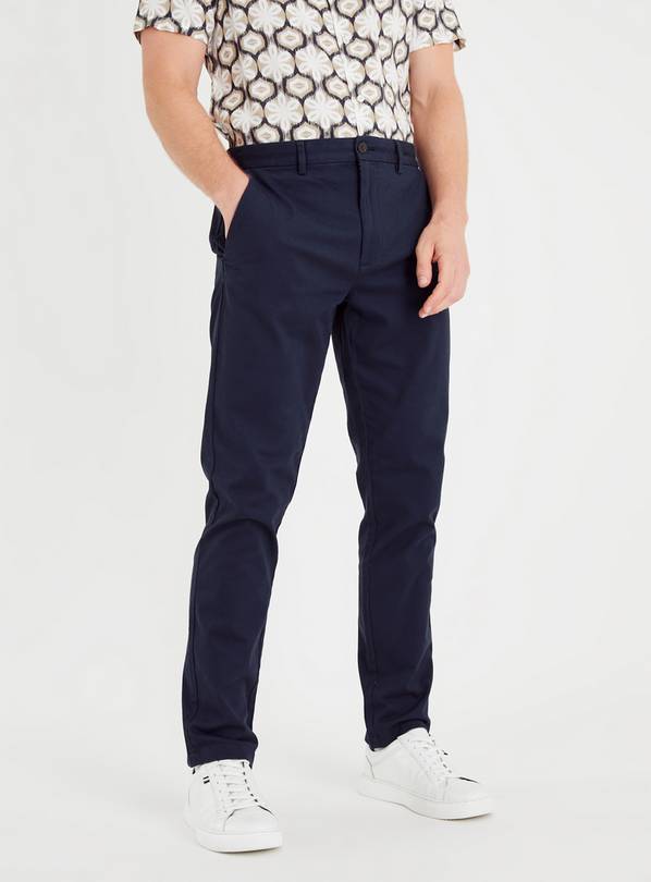 Navy Slim Leg Chino With Stretch 40L