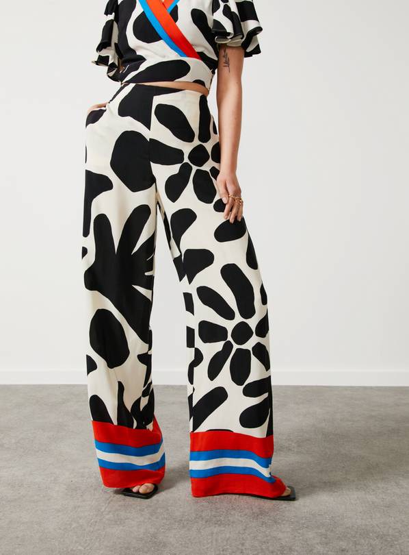 Buy For All The Love High Waisted Border Printed Coord Trousers | Trousers  | Tu