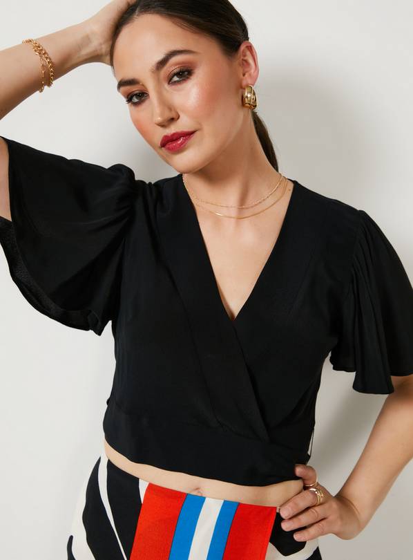 For All The Love Fluted Sleeve Wrap Front Top 8