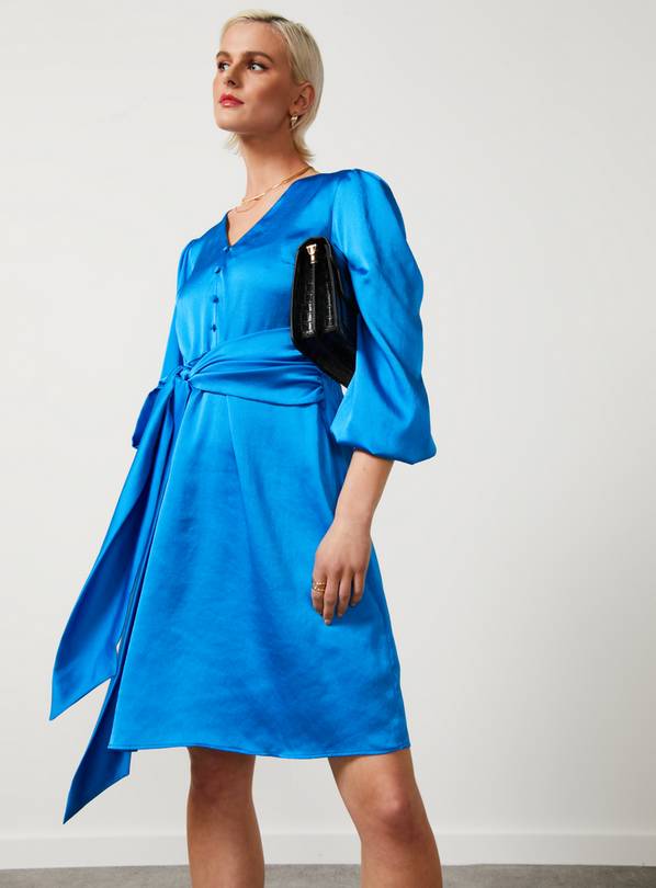For All The Love Satin Tie Waist Mini Dress - 16