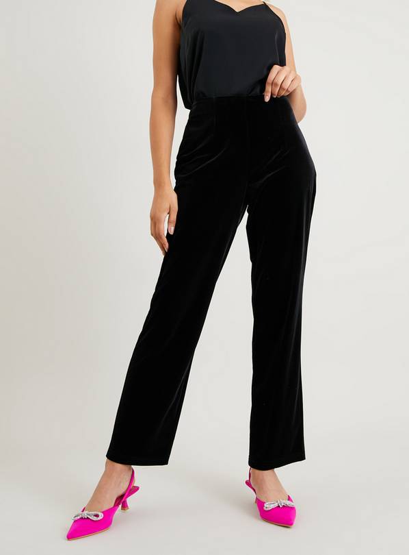 Buy Black Tapered Velvet Coord Trousers 16L, Trousers