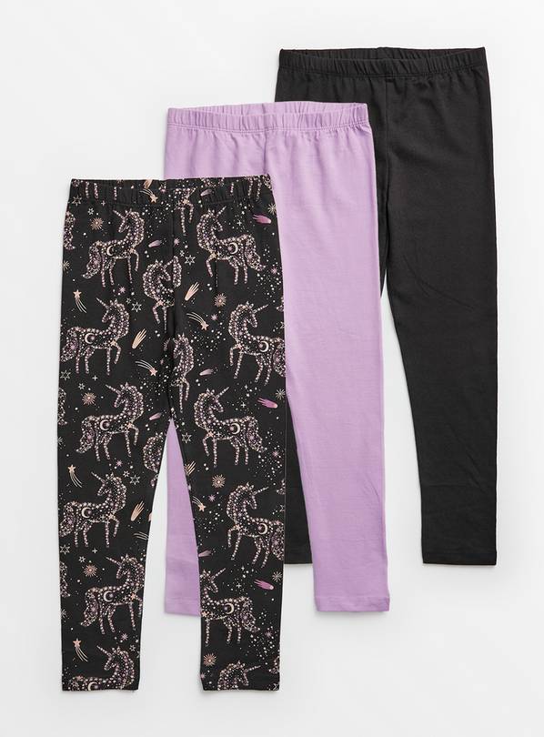 Buy Unicorn & Plain Leggings 3 Pack 6 years, Multipacks