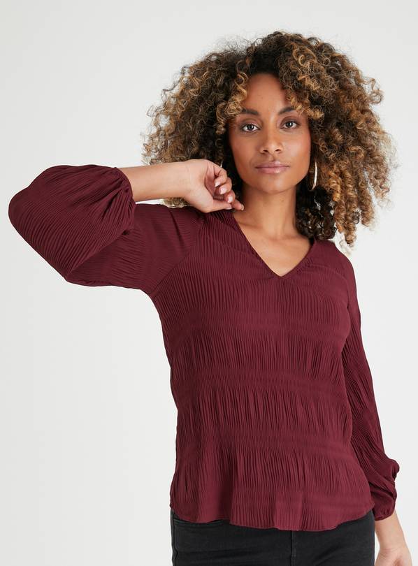 Berry Red V-Neck Textured Blouse 20