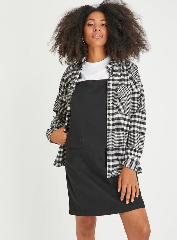 Plus Dogtooth Check Pinafore Skirt