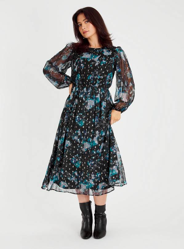 Buy Black Celestial Print Midi Dress 24 | Dresses | Tu
