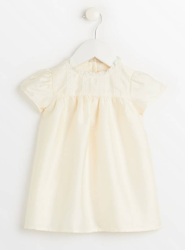 Ivory Satin Lace Detail Christening Dress 9-12 months