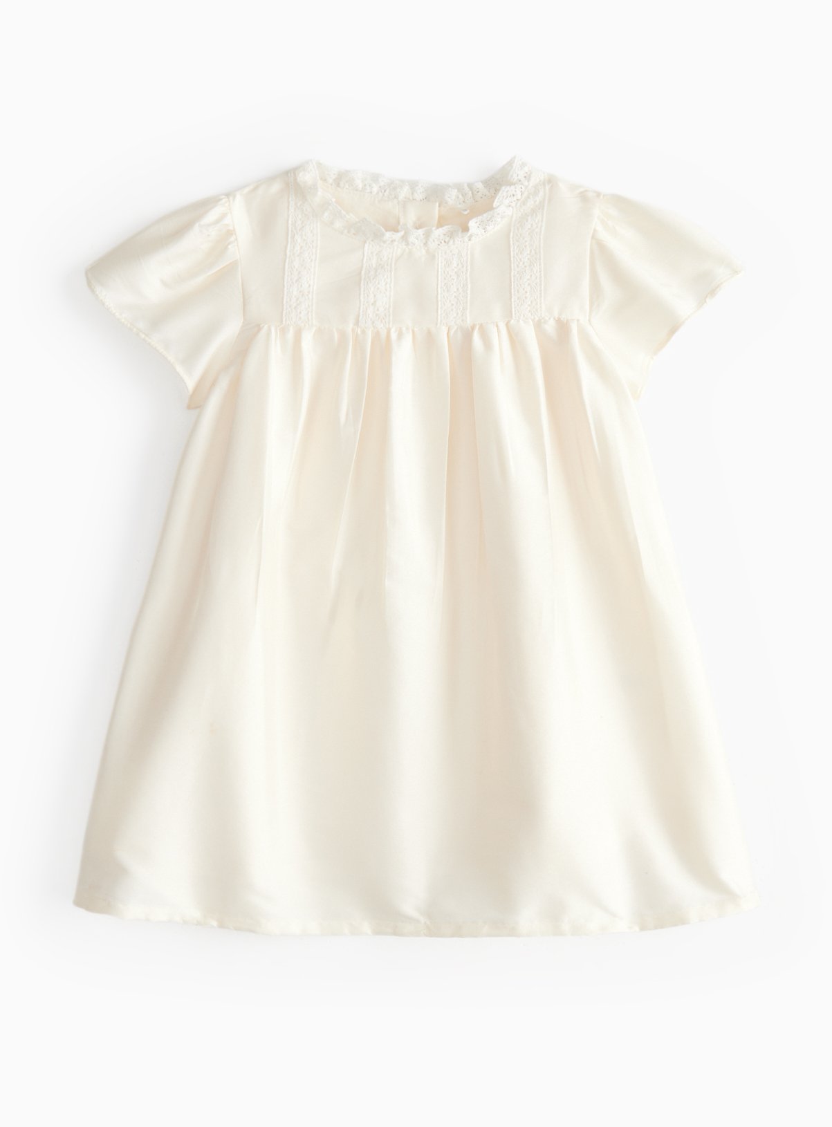 Cream Cream Ivory Satin Lace Detail Christening Dress (12-18 Months) - Tu by Sainsbury's