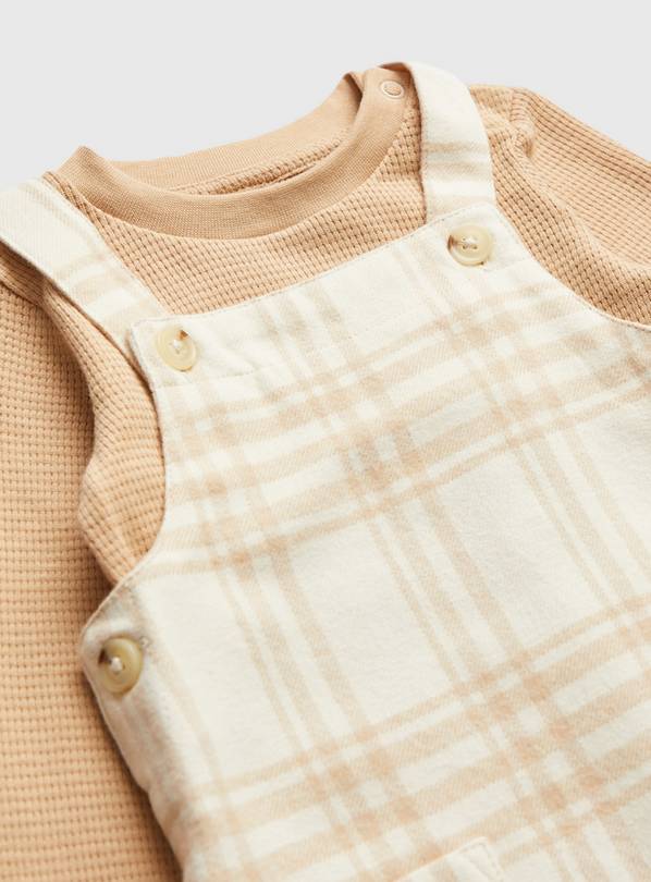 Beige check pinafore store dress