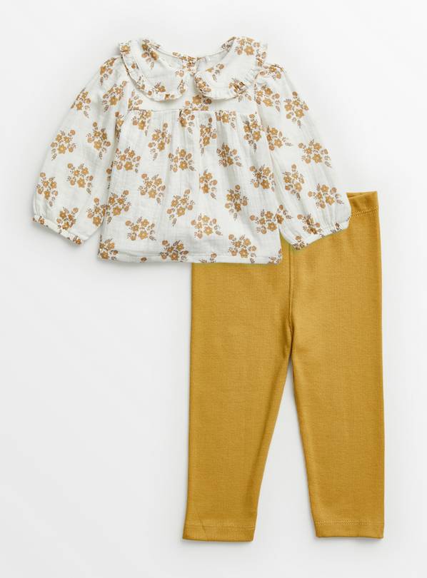 Floral Blouse & Ochre Leggings Up to 1 mth