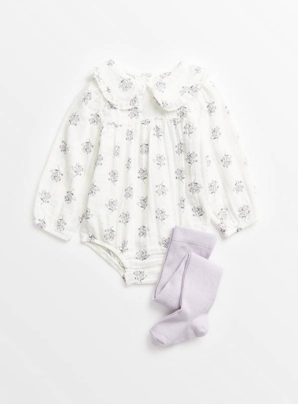 Floral Woven Bodysuit & Tights Up to 3 mths