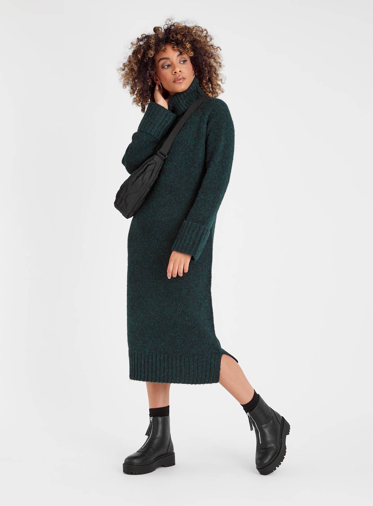 Green Roll Neck Knitted Dress 16 - Image 2