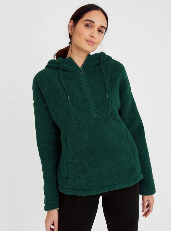 Buy Green Sherpa Half Zip Hoodie 24 | Hoodies and sweatshirts | Argos