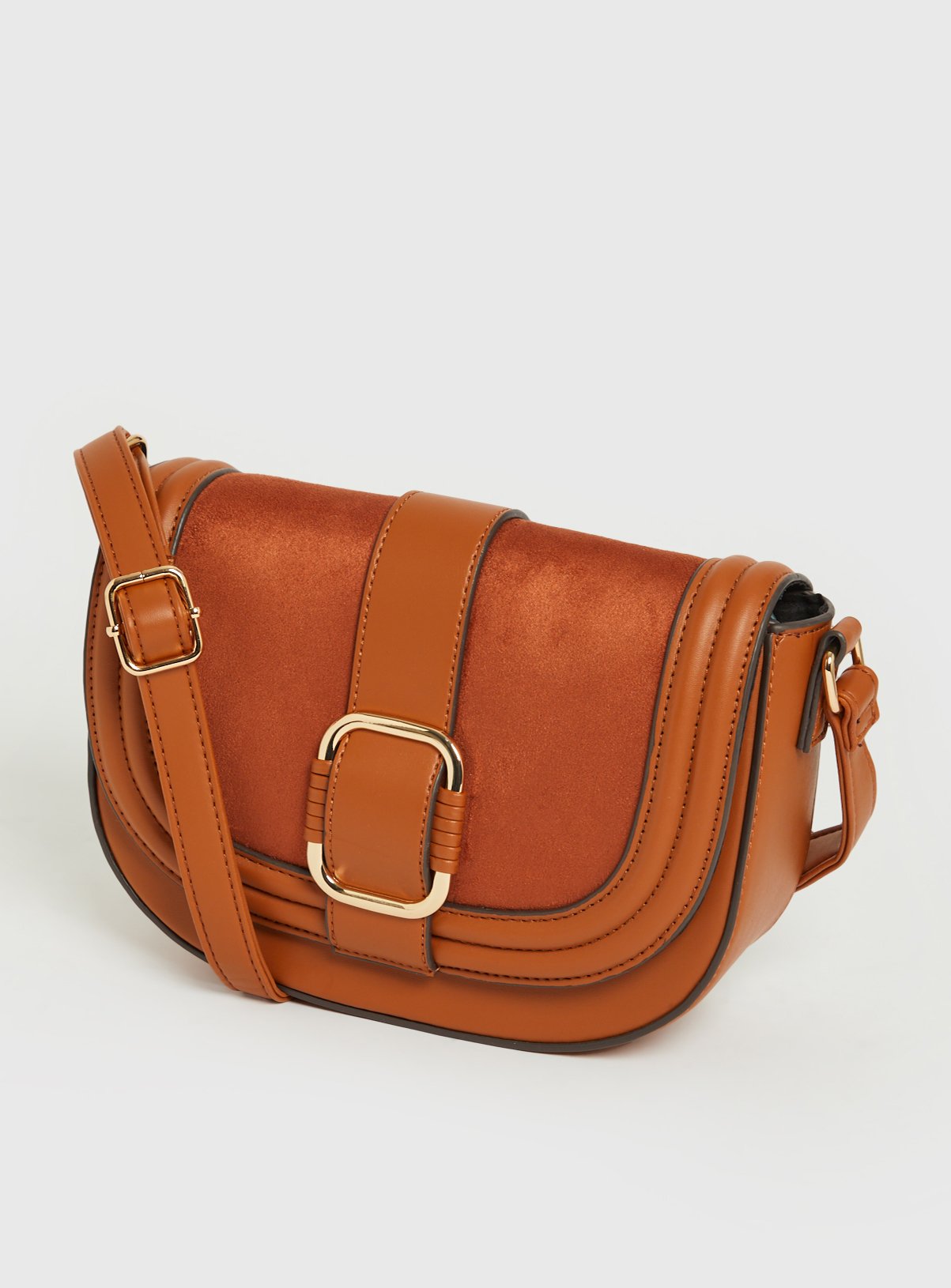 Tan Cross Body Saddle Bag One Size - Image 2 thumbnail