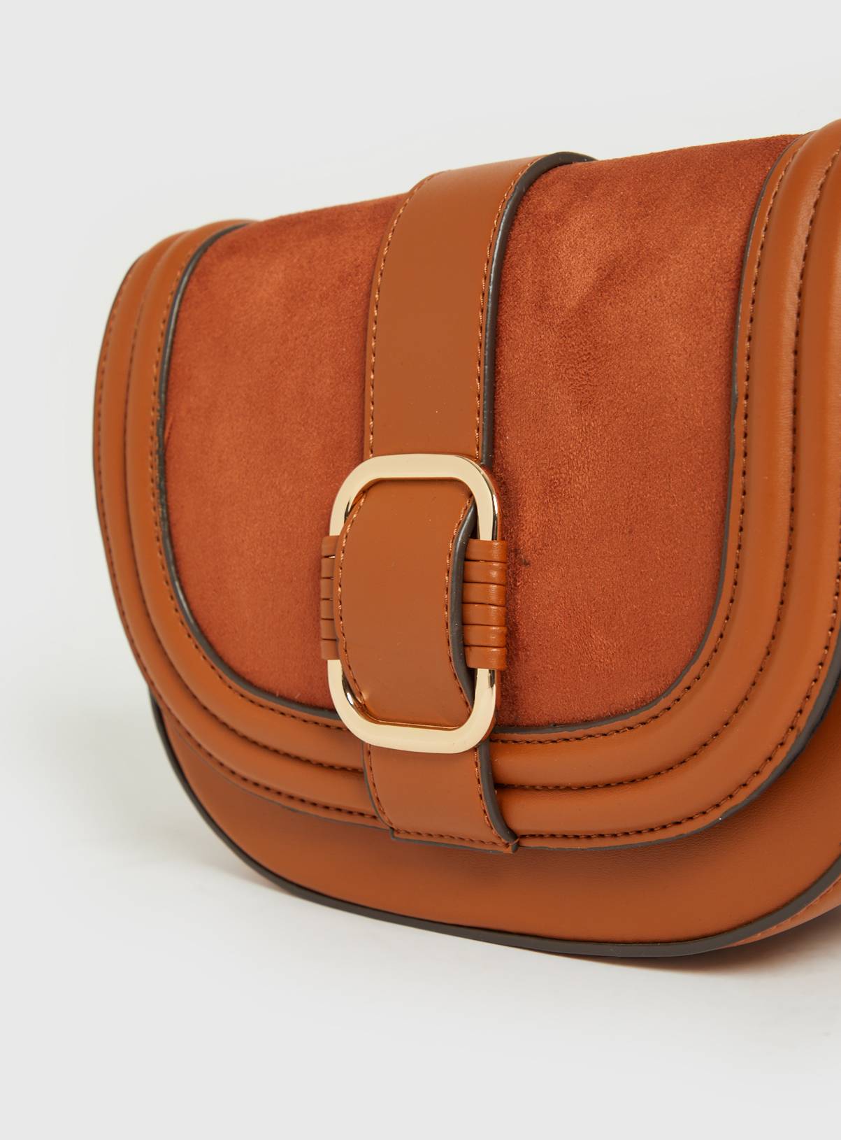 Tan Cross Body Saddle Bag One Size - Image 3