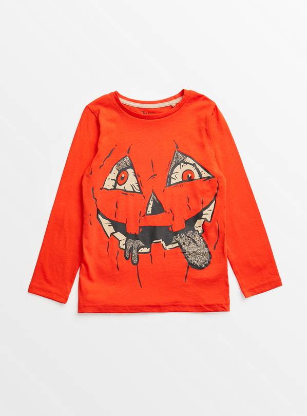 Orange Halloween Scary Pumpkin T-Shirt  7 years