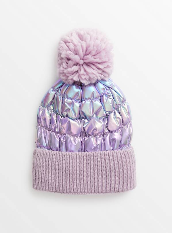 Buy Lilac Iridescent Quilted Pom Pom Hat 1 2 years Accessories Tu