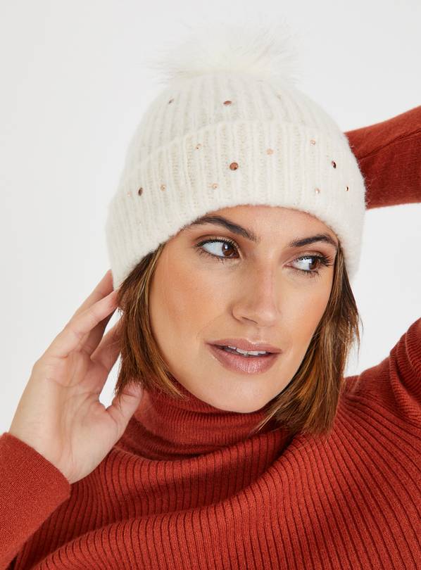 Womens cream beanie clearance hat