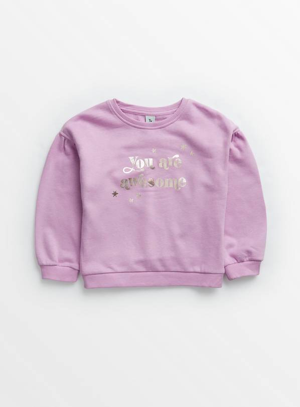 Lilac Metallic Slogan Sweatshirt 1.5-2 years