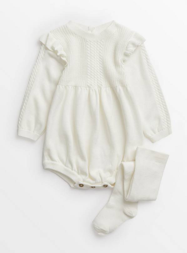 Cream Knitted Bodysuit & Tights 12-18 months