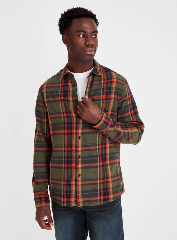 Buy Brushed Khaki Check Shirt L | Shirts | Argos