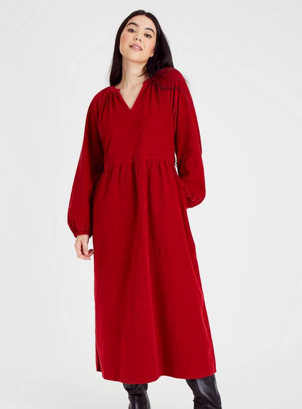 Red Corduroy Midi Dress 8