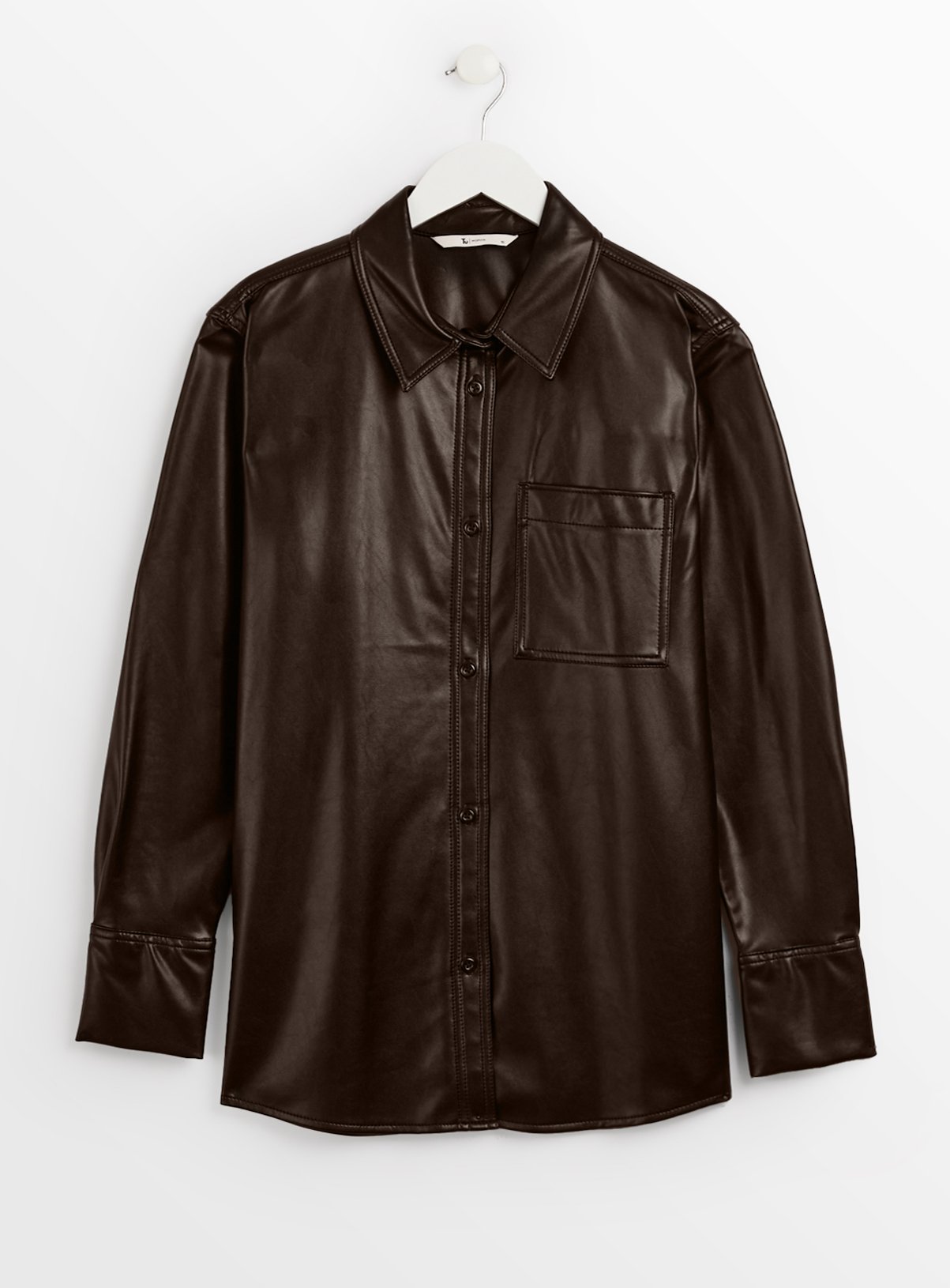 Chocolate Brown Faux Leather Relaxed Shirt 18 - Image 3 thumbnail