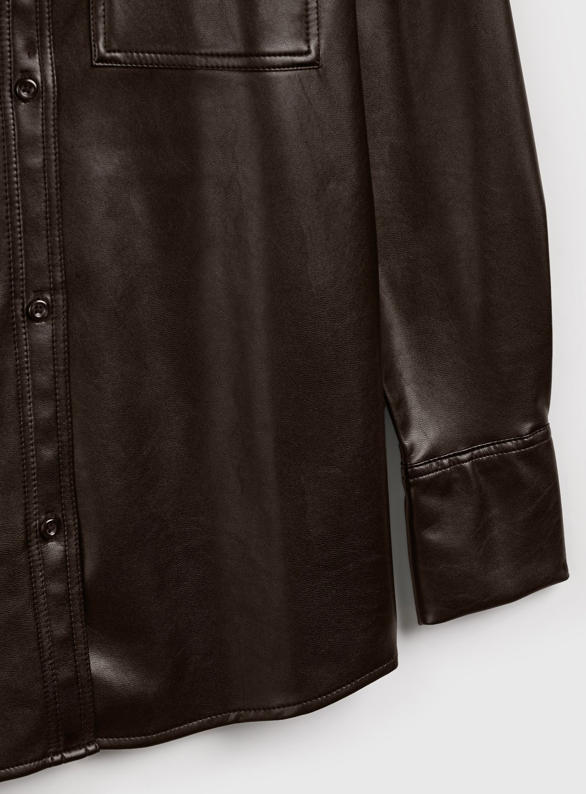 Chocolate Brown Faux Leather Relaxed Shirt 18 - Image 4 thumbnail