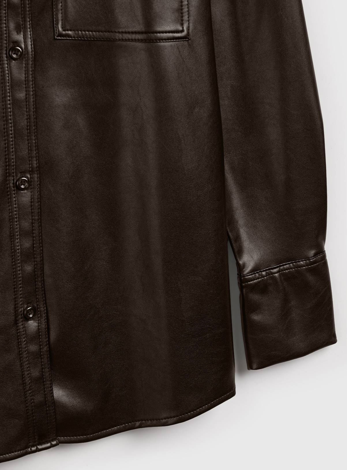 Chocolate Brown Faux Leather Relaxed Shirt 18 - Image 4