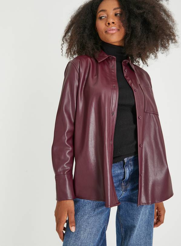 Aubergine Faux Leather Relaxed Fit Shirt 24