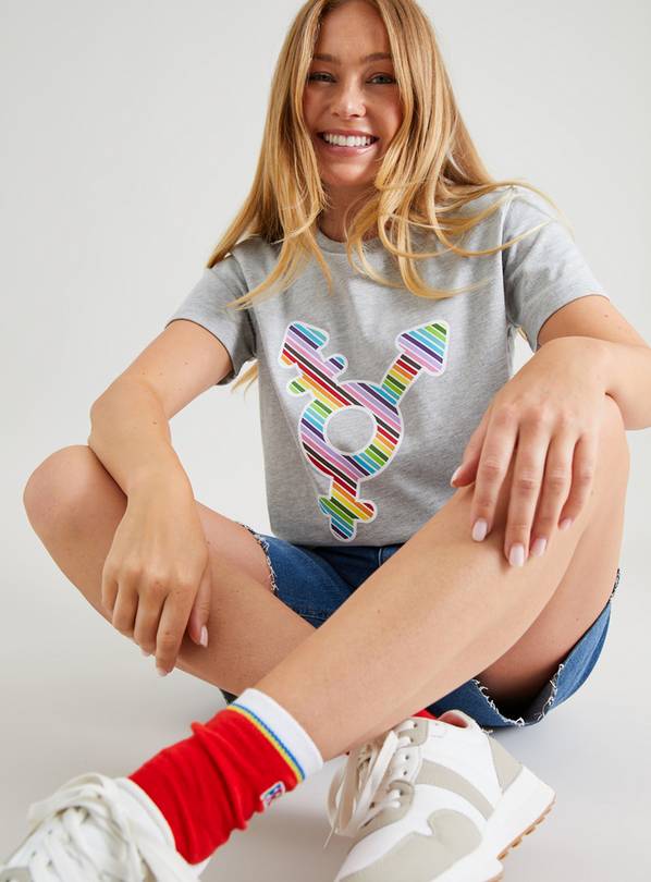 Grey Unisex Pride Anchor Print T-Shirt - XL