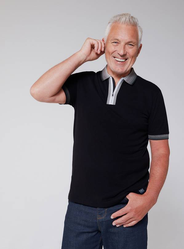 Black polo best sale shirt with jeans