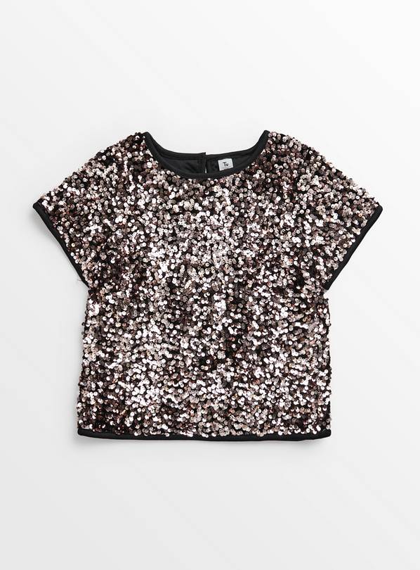 Pink Sequin Short Sleeve T-Shirt 7 years