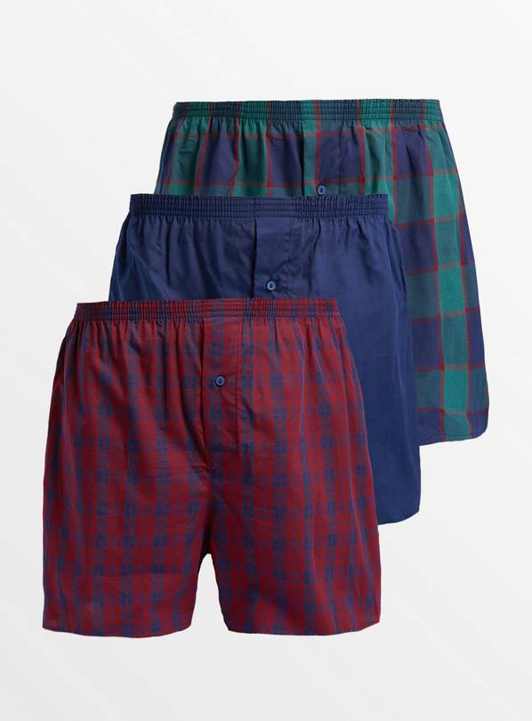 Buy Check & Plain Woven Boxers 3 Pack XXL, Multipacks