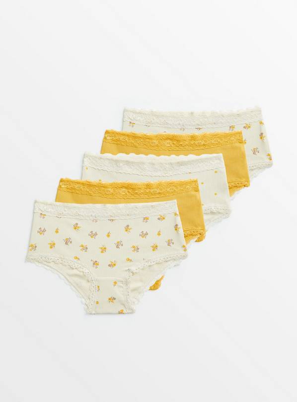 Mustard Floral Briefs 5 Pack 8-9 years