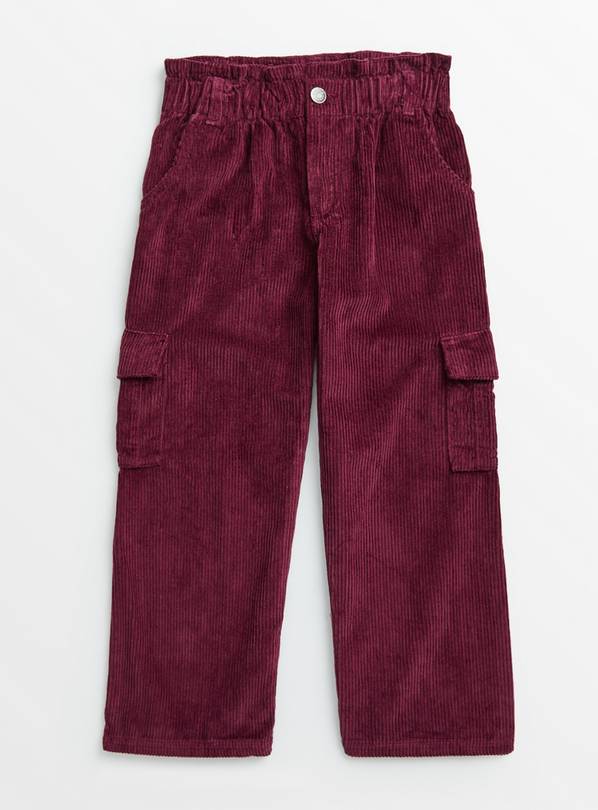 Buy Berry Red Cord Cargo Trousers 6 years