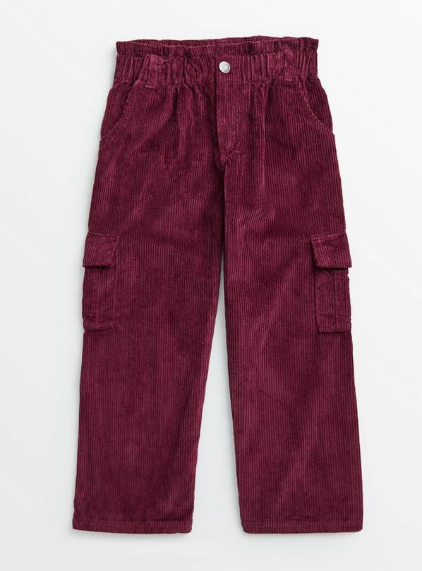 Berry Red Cord Cargo Trousers 6 years
