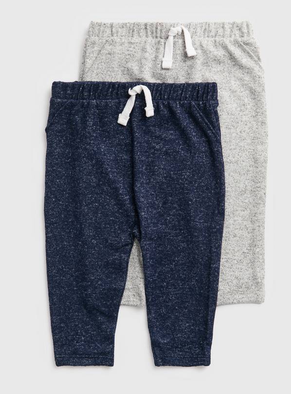 Navy & Grey Soft Knit Joggers 2 Pack 3-6 months