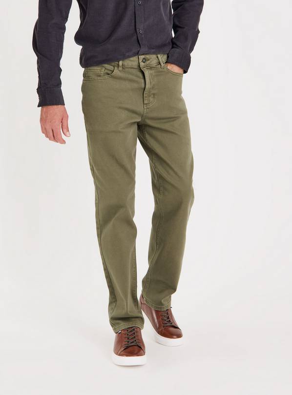 Buy Khaki Straight Leg Jeans 36R, Jeans